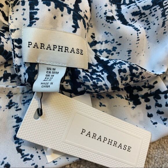 NWT Paraphrase Blue white cross back tank top blouse size medium - Picture 7 of 7